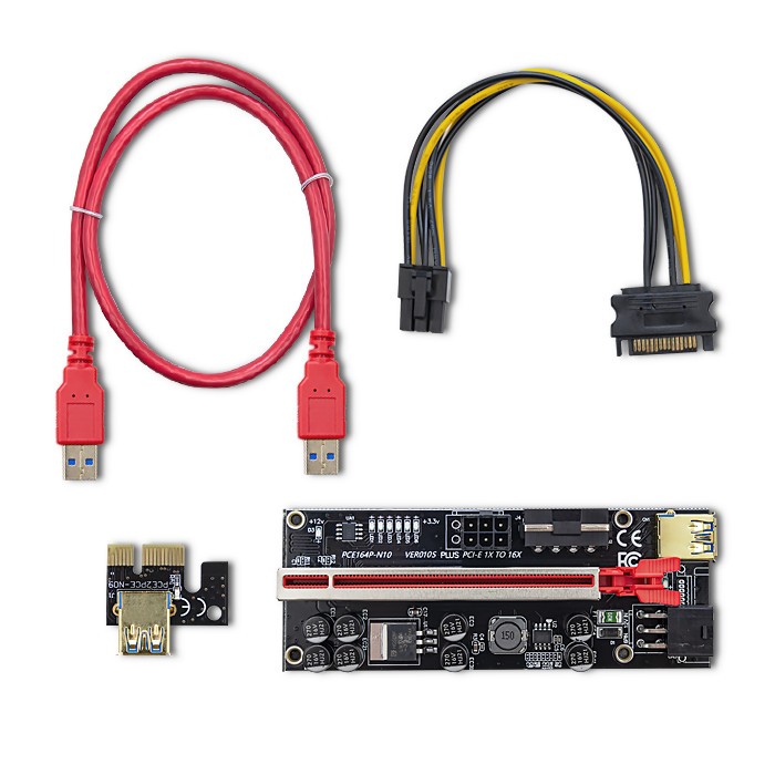 Riser Qoltec PCI-E 1x - 16X | USB 3.0 | ver. 010S | SATA/PCI-E 6 pin
