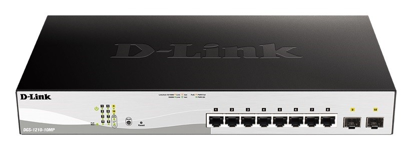 Switch D-Link DGS-1210-10MP  8-port 10/100/1000 Gigabit + 2 Combo 1000BaseT/SFP PoE
