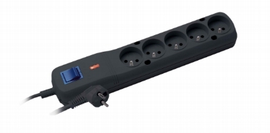 Listwa zasilająca LESTAR LV-530W 5W  5 gniazd  3.0 m  czarna