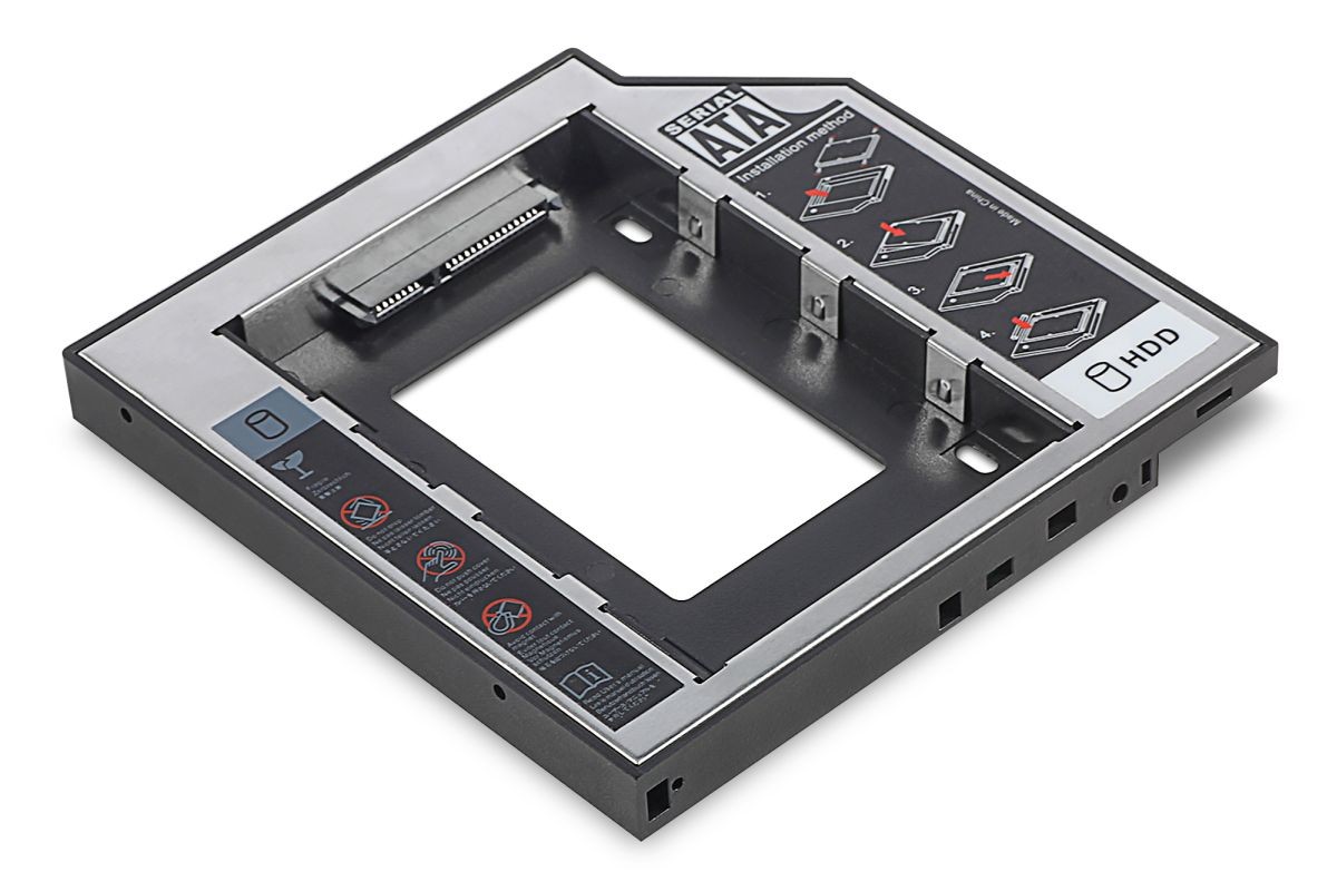Kieszeń na drugi dysk do laptopa  2.5"  SATA montaż do zatoki SATA  12,7 mm SSD; HDD