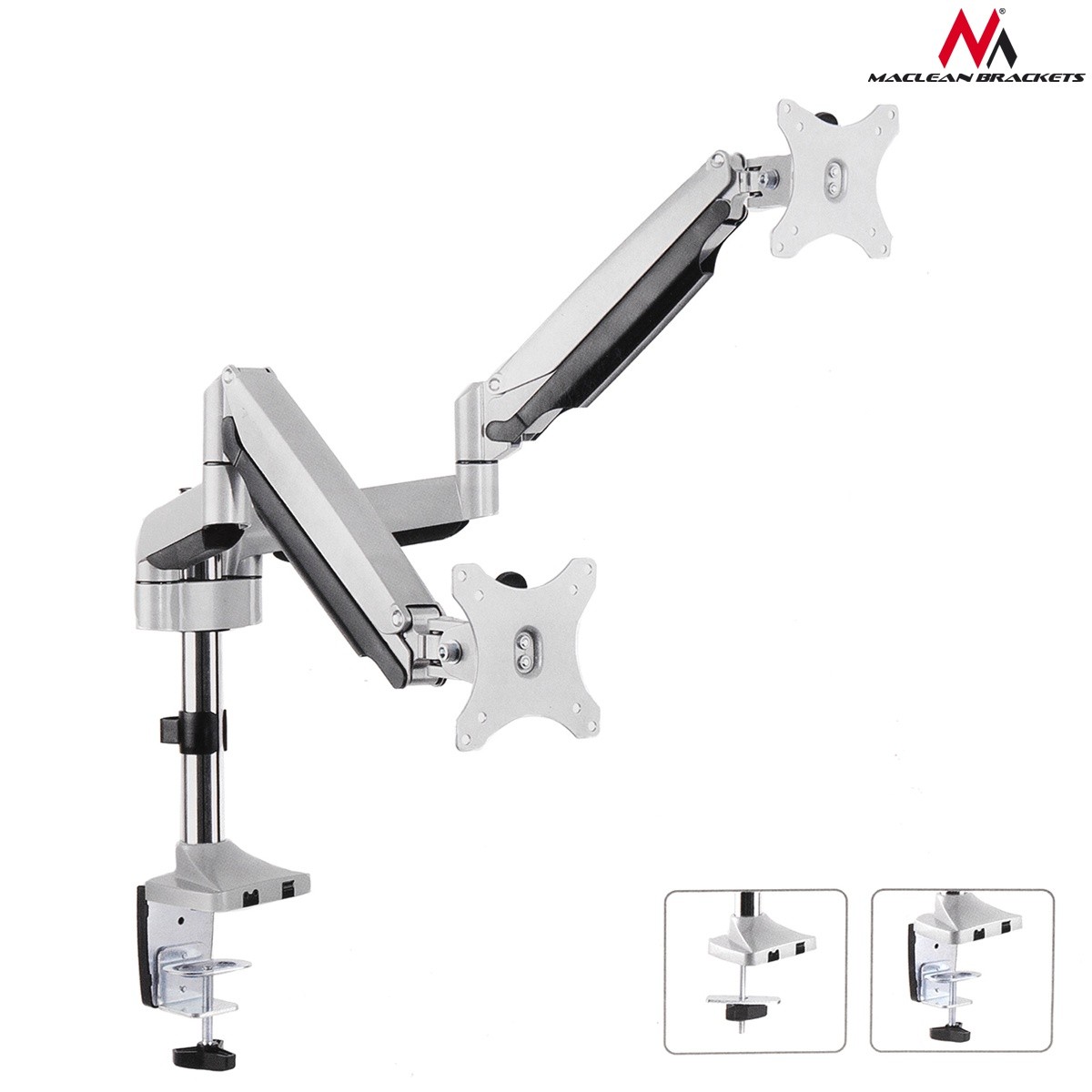 Uchwyt do mocowania LCD 13" - 32" - 9 Kg - 2 monitory - Biurkowy ze sprężyną  Maclean