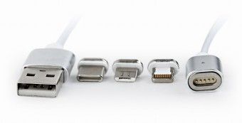 Kabel USB 2.0 na USB-C, microUSB, oraz Lightning  Magnetyczny  1.0 m  Gembird