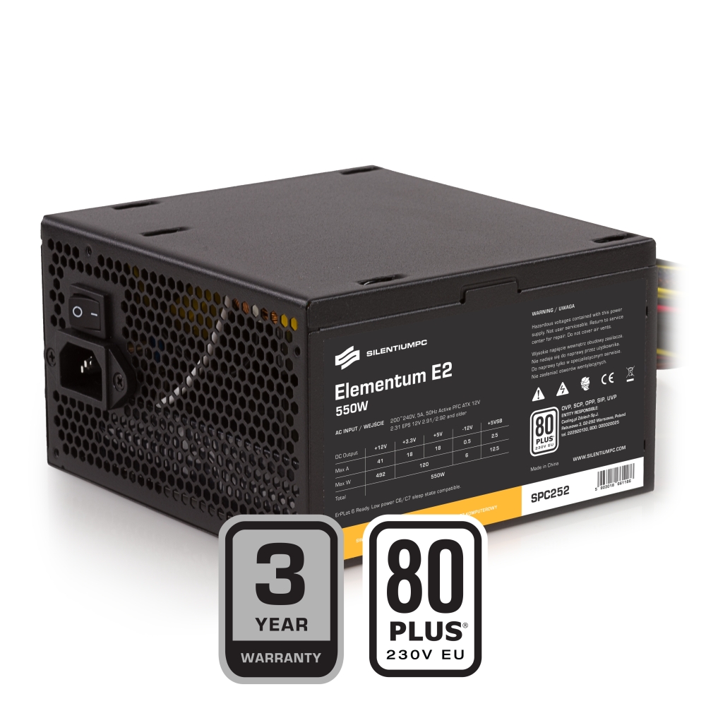 Zasilacz ATX   550W  SilentiumPC Elementum E2 SI  80 Plus