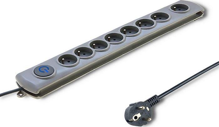 Listwa zasilająca Qoltec Quick Switch 8 gniazd 3.0m  Szara