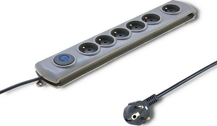 Listwa zasilająca Qoltec Quick Switch 6 gniazd 5.0m  Szara