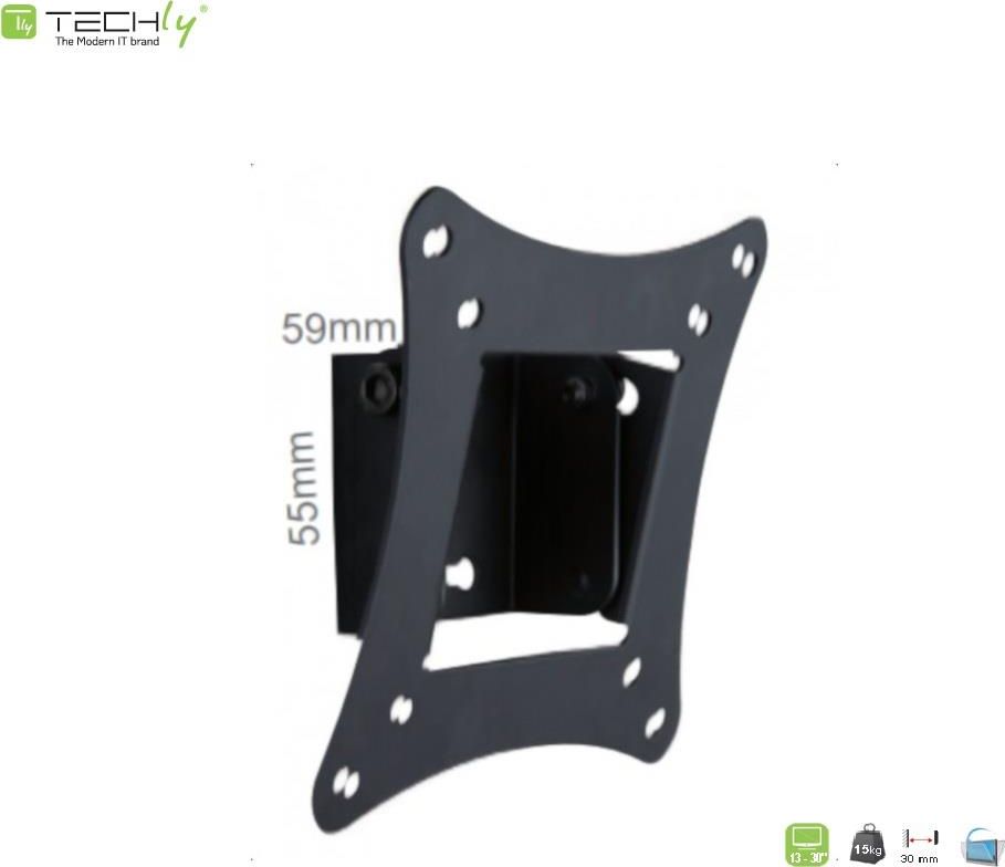 Uchwyt do mocowania LCD 13" - 30" - 15 Kg  Ścienny pochylany  Techly