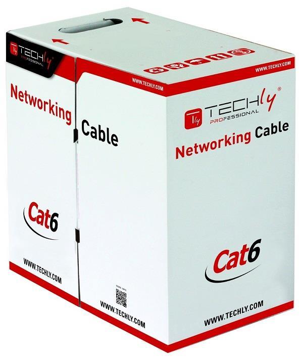 Kabel sieciowy UTP skrętka, Drut 305 m  kat. 6  CCA  Niebieski  Techly