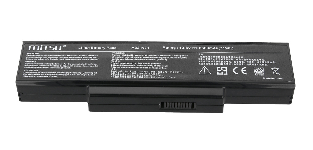 Bateria do laptopa Asus K72; K73; N73; X77  10.8 V  6600 mAh