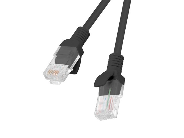 Kabel RJ45/RJ45  1 m    Patchcord  Kategoria 5e  Czarny  Lanberg