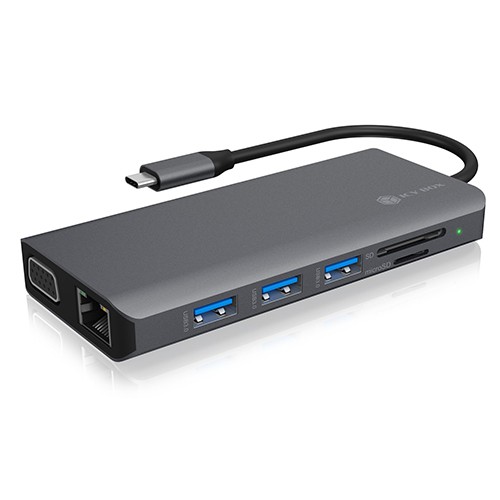Stacja dokująca do laptopa USB Type-C  4K  2x HDMI 1x VGA 1x Ethernet 3x USB 3.0 1x USB 2.0 1x USB-C PD 100W  IcyBox