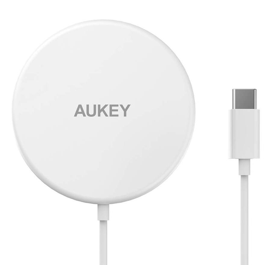 Ładowarka bezprzewodowa indukcyjna Aukey LC-A1 MagSafe Qi 15W USB C  Biała