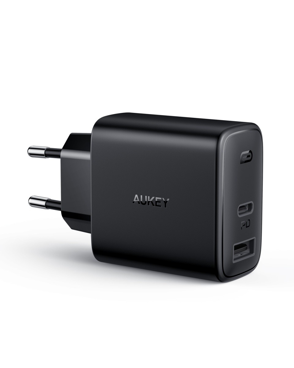 Ładowarka sieciowa  USB  32W  1 x USB Type-C + 1 port USB-A  QC 3.0  Aukey  Czarna