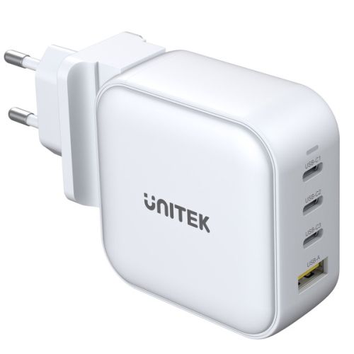Ładowarka sieciowa  USB  GaN 100W 3 x USB Type-C + 1 x USB A PD  Unitek  Biała