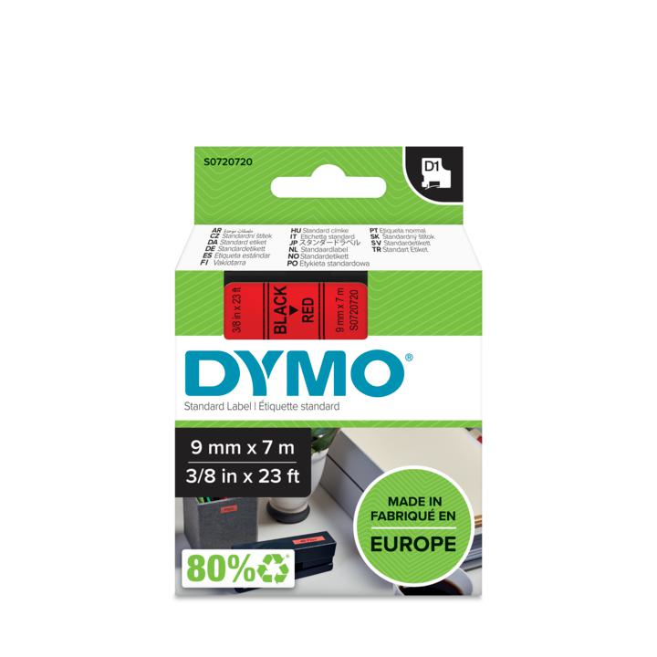 Taśma do drukarki etykiet Dymo D1  9 mm x 7 m  czerwona taśma/czarny nadruk