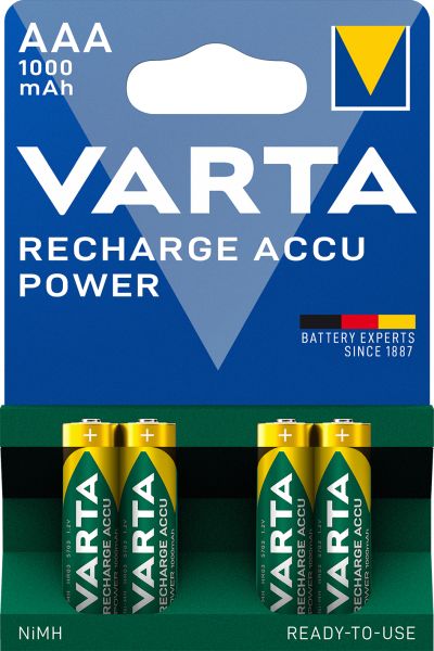 Akumulatorki AAA/1000 mAh NIMH 4 szt.  Varta