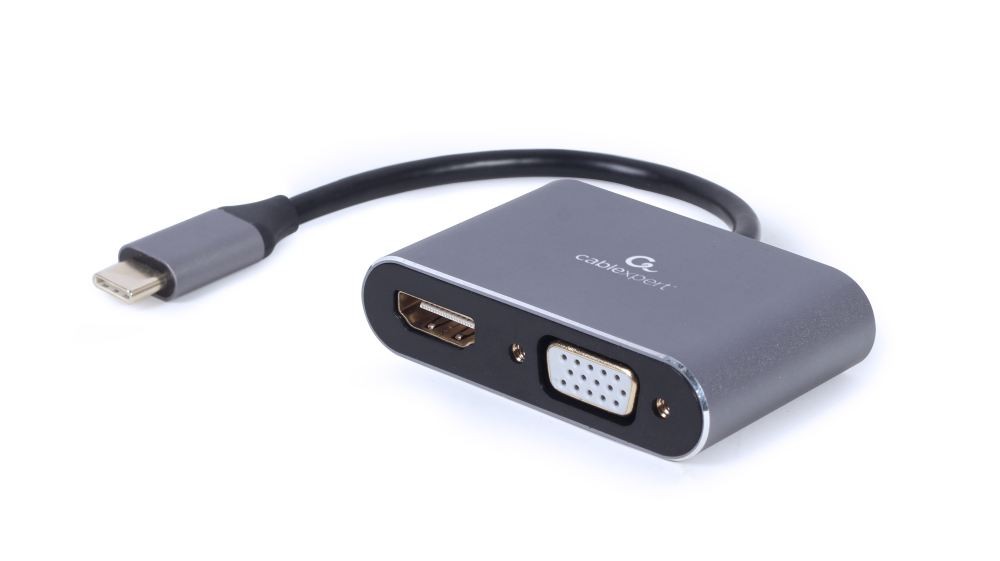 Adapter USB Type-C męski na HDMI żeński + VGA  Gembird
