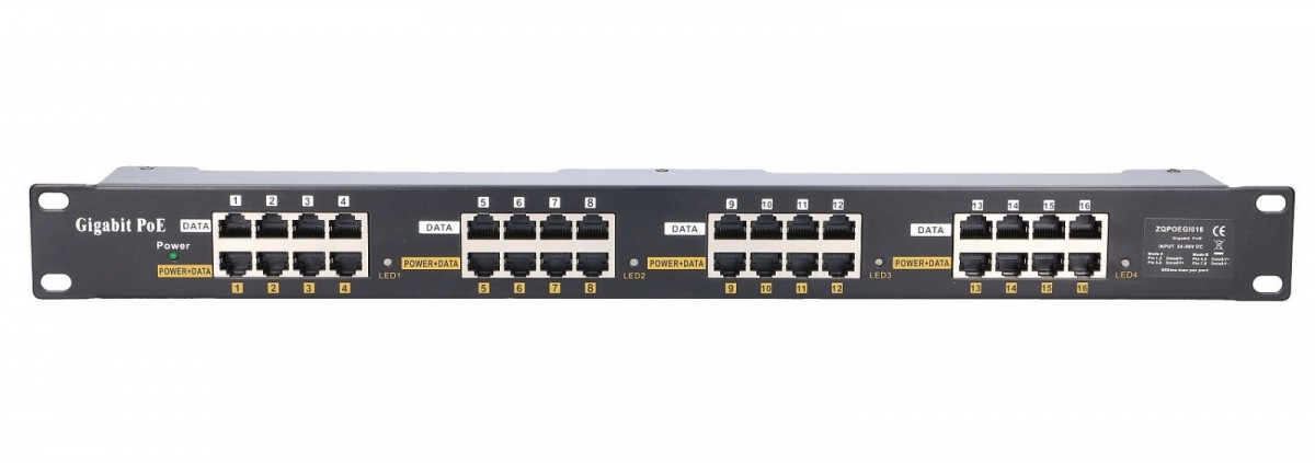 PoE Injector 16 x 1000Mb/s RJ45  Extralink