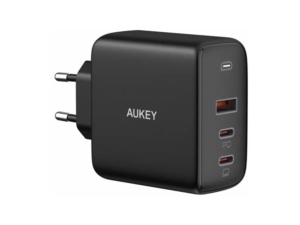Ładowarka sieciowa  USB  GaN  90W 1 x USB Type-C + 2 x USB A  PD  Aukey  Czarna