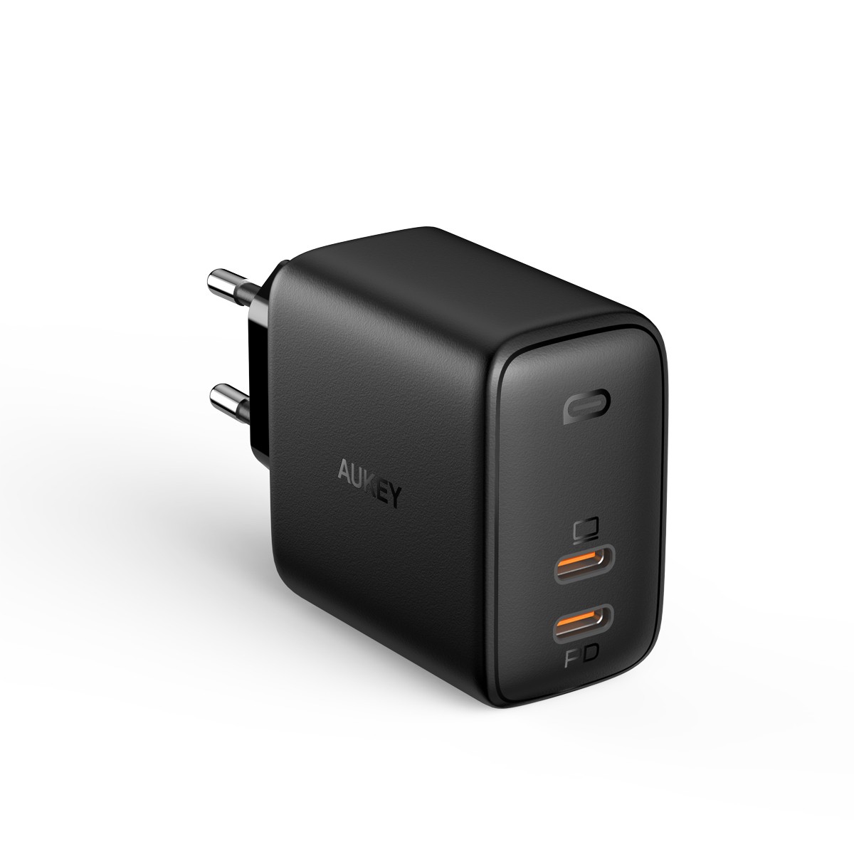 Ładowarka sieciowa  USB  GaN  65W 2 x USB Type-C  PD  Aukey  Czarna