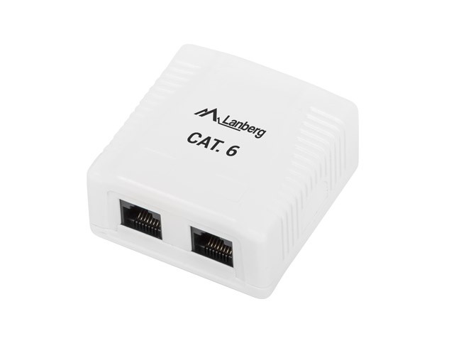 Gniazdo Natynkowe kat.6 ekranowane  2xRJ45  Lanberg  Białe