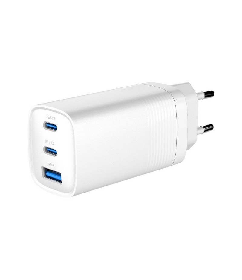 Ładowarka sieciowa  USB  GaN  65W 2 x USB Type-C + 1 x USB A  PD  Gembird   Biała