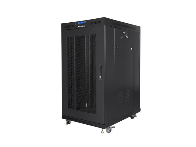 Szafa stojąca rack 19" 22U 600x1000mm czarna (drzwi przednie performowane) LCD  Lanberg