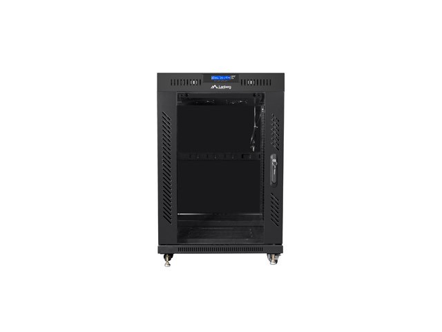 Szafa stojąca rack 19" 15U 600x600mm czarna (drzwi przednie szklane) LCD  Lanberg