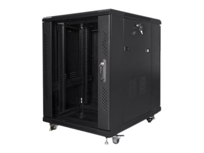 Szafa stojąca rack 19" 15U 600x800mm czarna (drzwi przednie szklane)  Lanberg