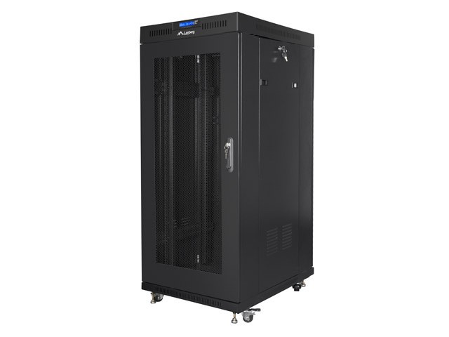 Szafa stojąca rack 19" 27U 600x800mm czarna (drzwi przednie perforowane) LCD  Lanberg