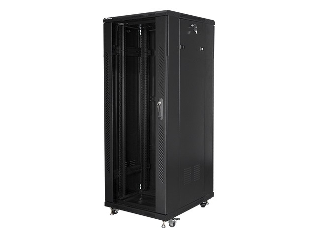 Szafa stojąca rack 19" 32U 600x800mm czarna (drzwi przednie szklane)  Lanberg