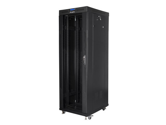 Szafa stojąca rack 19" 37U 600x800mm czarna (drzwi przednie szklane) LCD  Lanberg