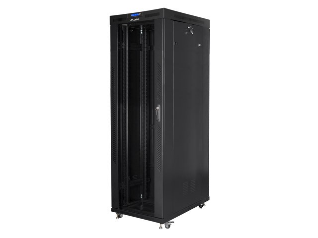Szafa stojąca rack 19" 42U 800x1000mm czarna (drzwi przednie szklane) LCD  Lanberg