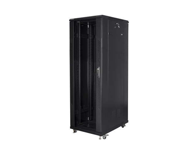Szafa stojąca rack 19" 47U 800x800mm czarna (drzwi przednie szklane)  Lanberg