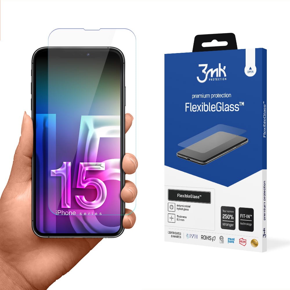 Szkło ochronne do iPhone 15  3MK FlexibleGlass