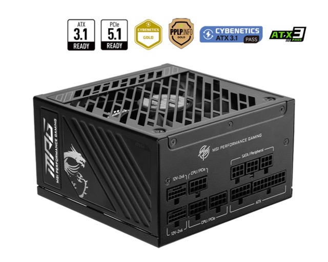 Zasilacz ATX  1000W  MSI MPG A1000GS PCIE5 Modularny  80 Plus Gold