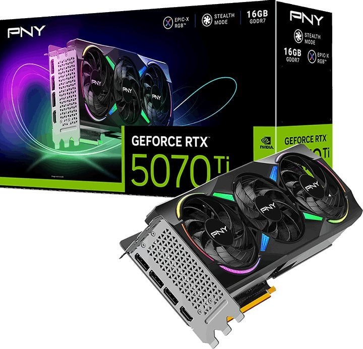 GeForce RTX 5070 Ti  16GB  PNY  ARGB EPIC-X RGB Overclocked Triple Fan