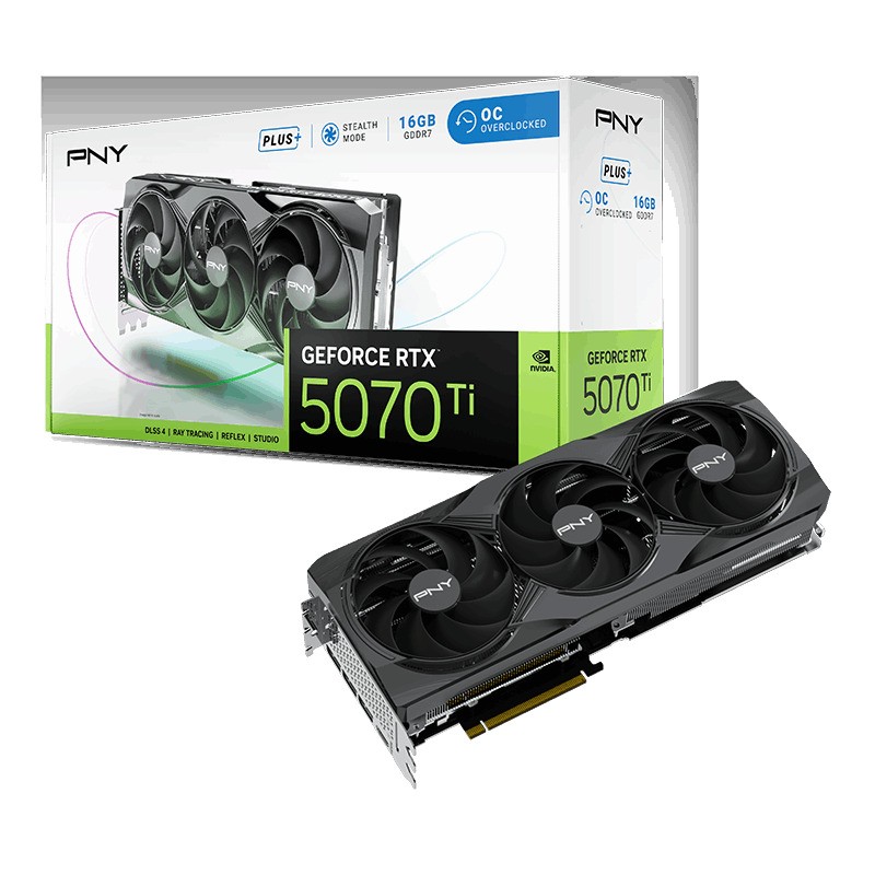 GeForce RTX 5070 Ti  16GB  PNY  Overclocked Triple Fan Plus