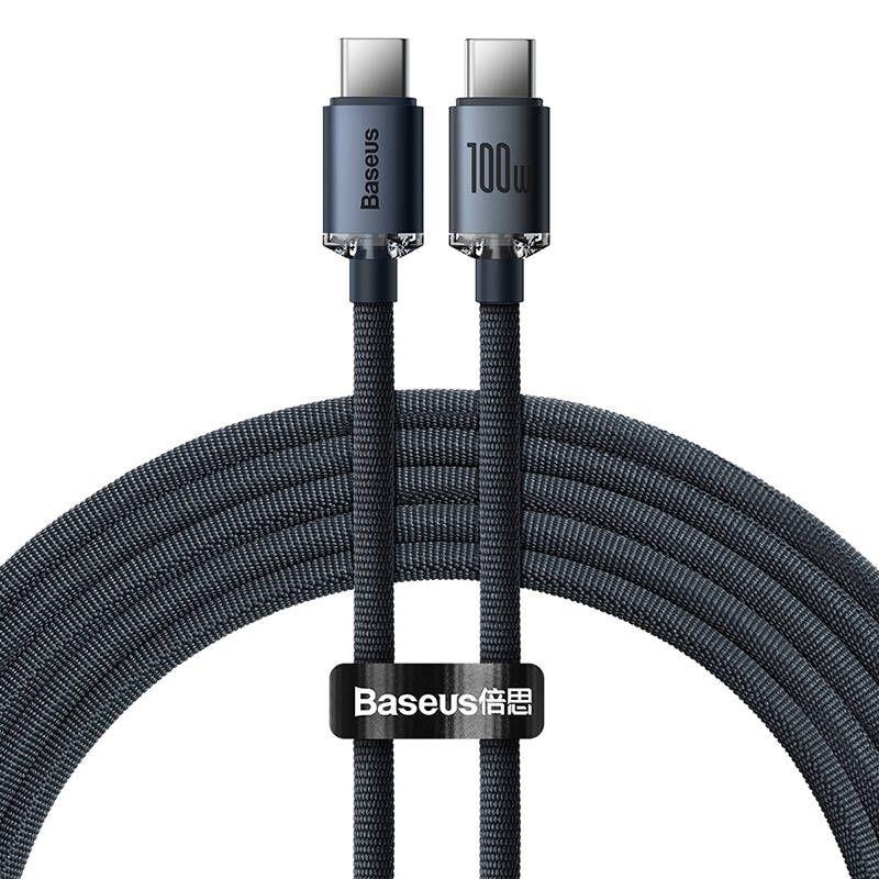 Kabel USB Type-C  1.2 m  Baseus Crystal 100W  Czarny