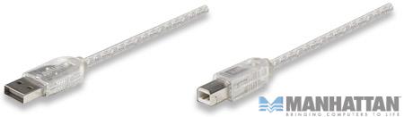 Kabel USB 2.0  A/B 3.0 m  Manhattan