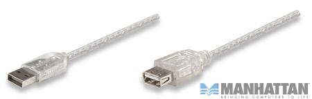 Kabel USB 2.0  przedłużacz  4.5 m Srebrny  MANHATTAN