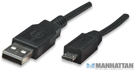 Kabel USB 2.0 męski A na microUSB męski  1.8 m  Manhattan