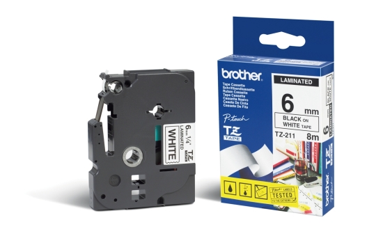 Taśma do drukarki etykiet Brother TZ211  Laminowana 6mm