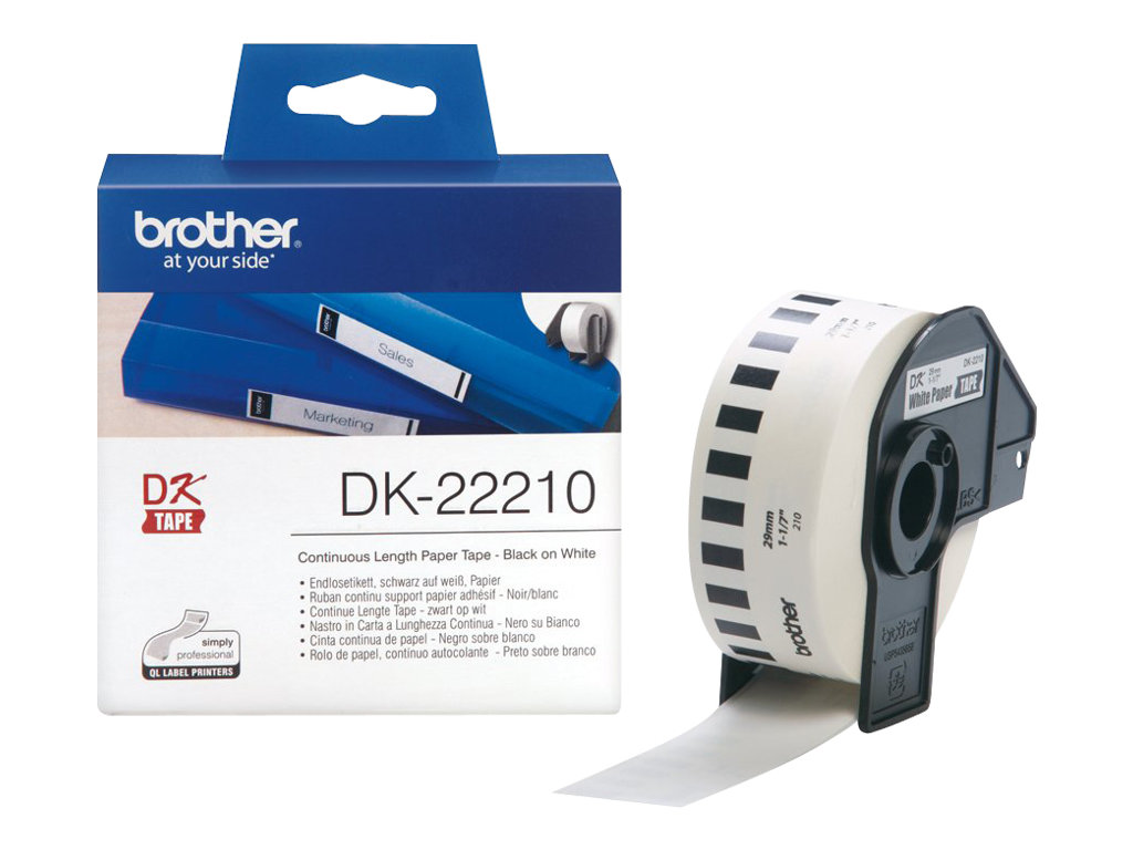 Taśma do drukarki etykiet Brother DK22210  Papierowa biała 29mm