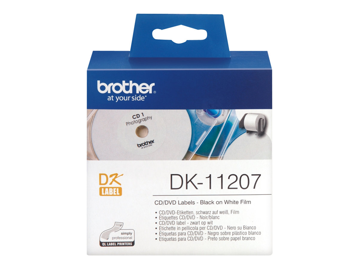 Taśma do drukarki etykiet Brother DK11207  Etykieta foliowa na płyty CD/DVD 58mm x 58mm 100 szt.