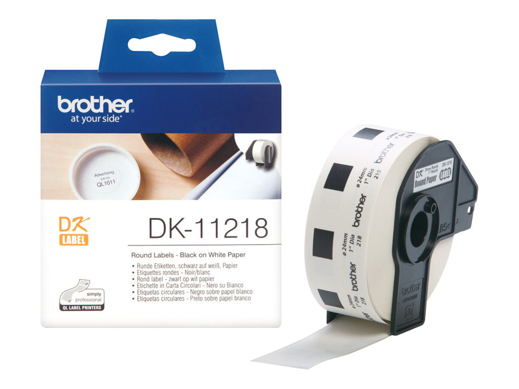 Taśma do drukarki etykiet Brother DK11218  Round Paper 1" 24mm x 24mm x 1000