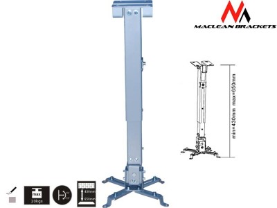 Uchwyt do mocowania projektora sufitowy z regulowanym ramieniem 430-650 mm - 20kg  Maclean