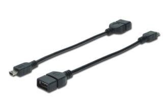 Kabel USB 2.0 żeński na miniUSB męski  0.2 m   OTG  Assmann