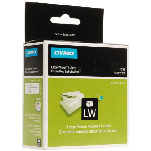 Taśma do drukarki etykiet Dymo LW 25 mm x 54 mm  biała taśma/czarny nadruk