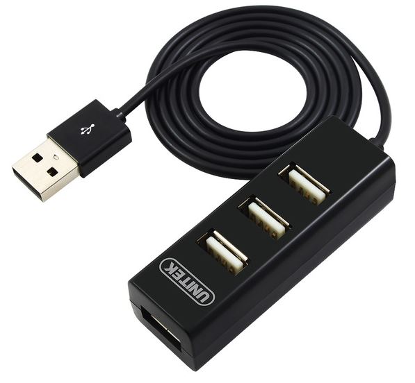 HUB USB 2.0  4 portowy zewnętrzny  Unitek - Czarny