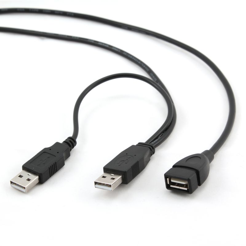 Kabel USB 2.0 żeński A na 2x USB męski A  przedłużacz  0.9 m  Gembird